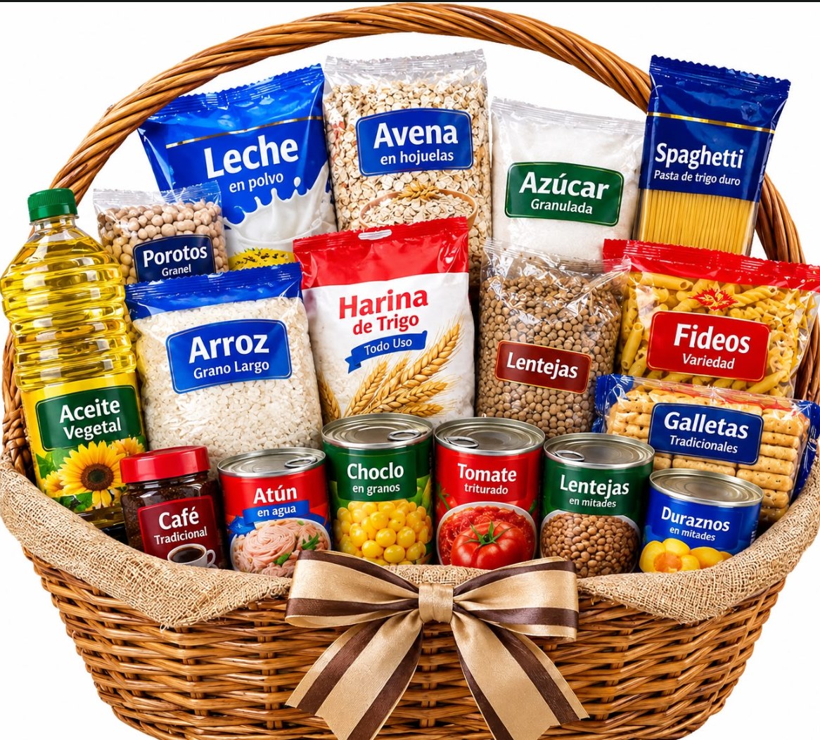 Canasta familiar con alimentos no perecibles